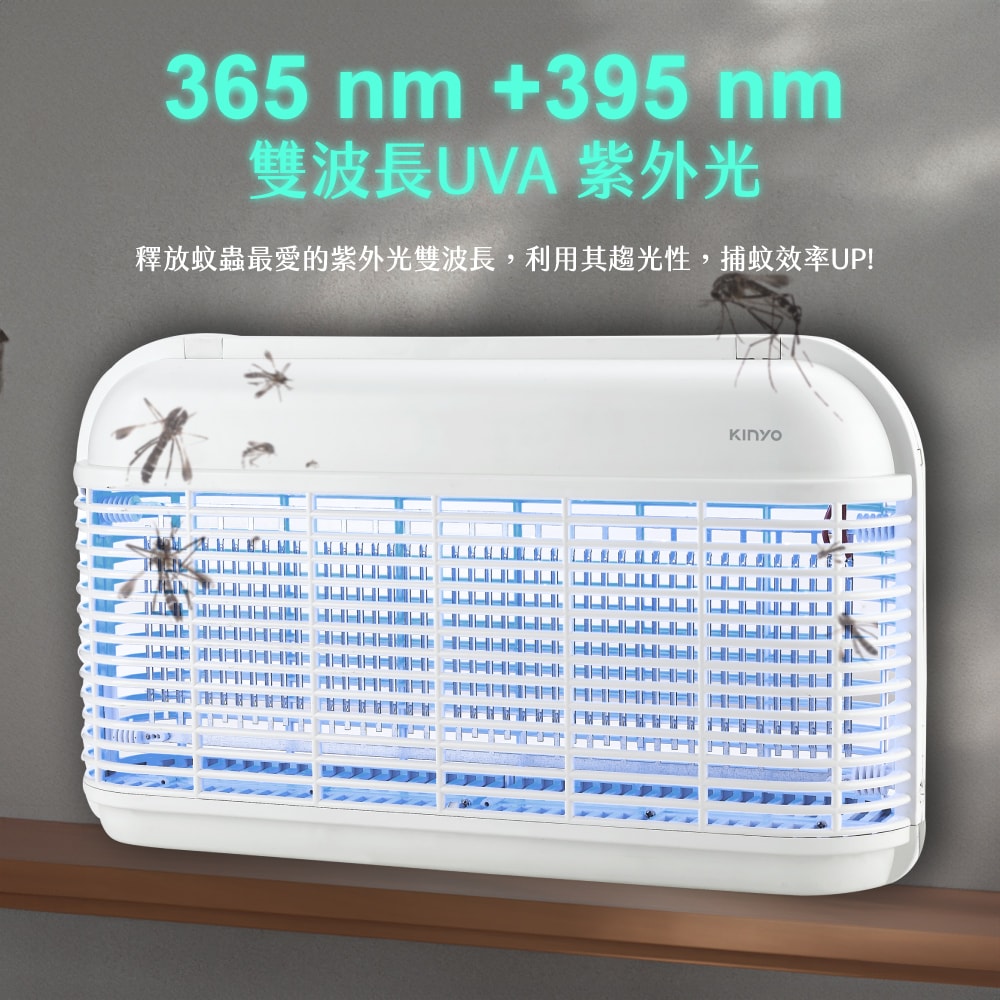 【KINYO】雙面大範圍電擊式捕蚊燈/雙波誘蚊捕蚊器(KL-8121)UVA雙波長
