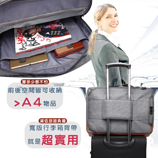 【J.S.優品】17.3吋 新本格 真三用款手提包/側背包/後背包 防撥水平板筆電商務包