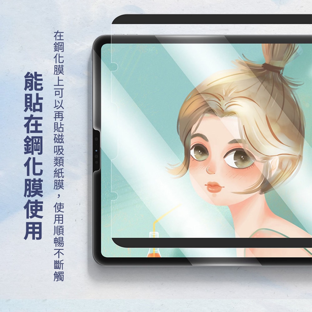 【Timo】for iPad 10.2吋 /10.5吋 /10.9吋 /11吋 磁力吸附可拆卸類紙膜/肯特紙/書寫膜/繪圖膜/平板保護貼