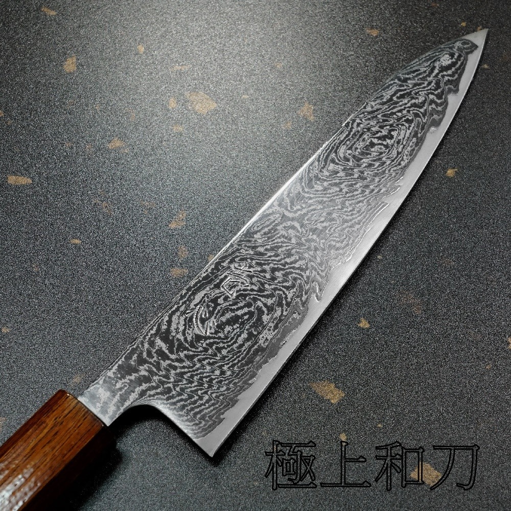 【極上和刀】一心刃物 牛刀 AUS10 不鏽鋼大馬士革 渦波紋路【日本高品質菜刀】