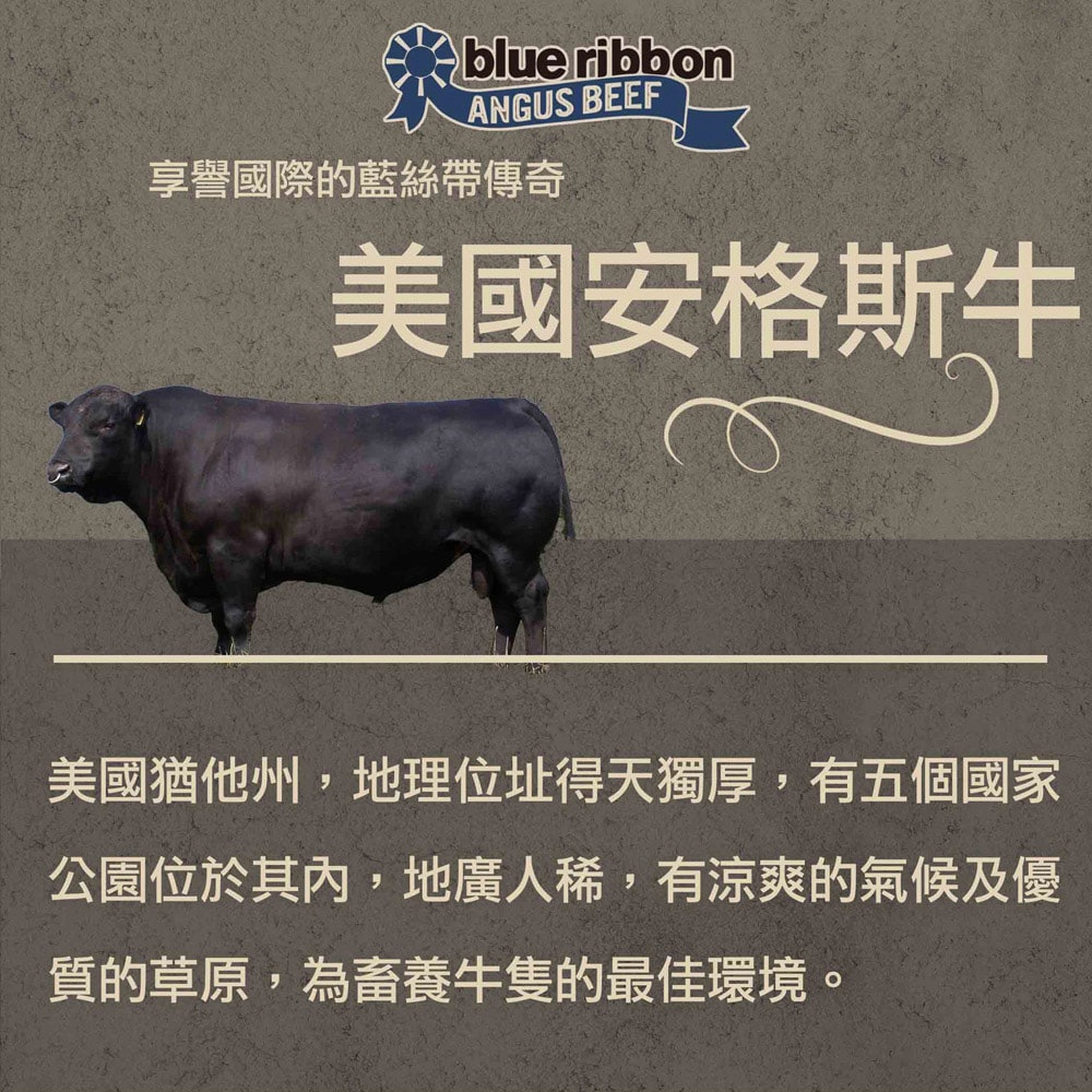 【漢克嚴選】藍絲帶安格斯黑牛巨無霸背肩牛排4片組(450g±10% /片)