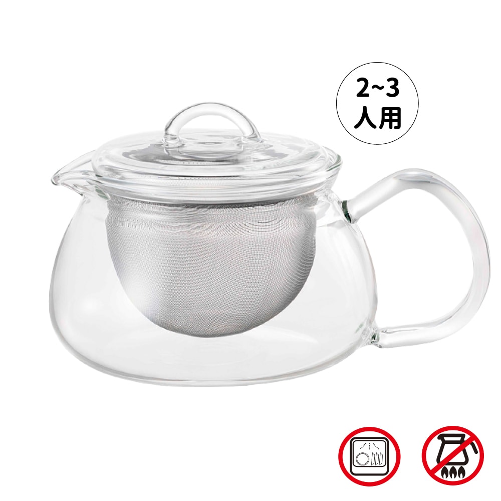 【iwaki】日本耐熱玻璃麗茶急須茶壺(附濾網)2~3人用 500ml(原廠總代理)