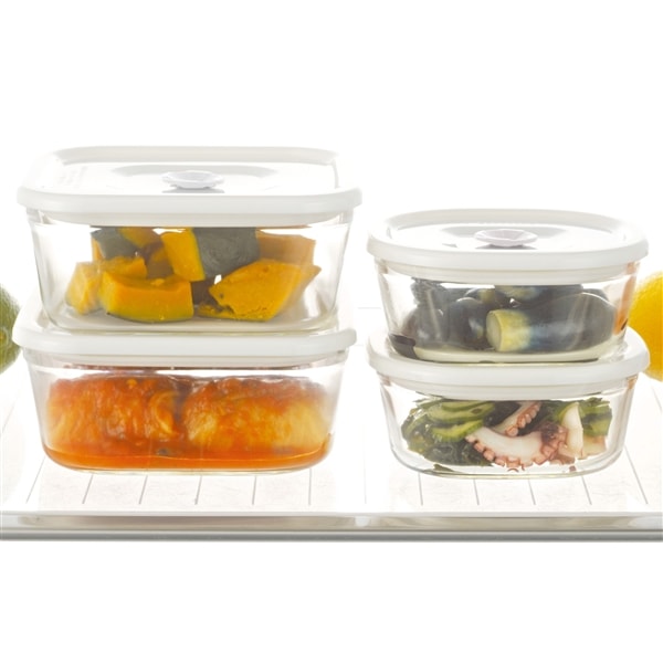 【iwaki】日本耐熱玻璃微波密封保鮮盒 方形白蓋 260ml(原廠總代理)