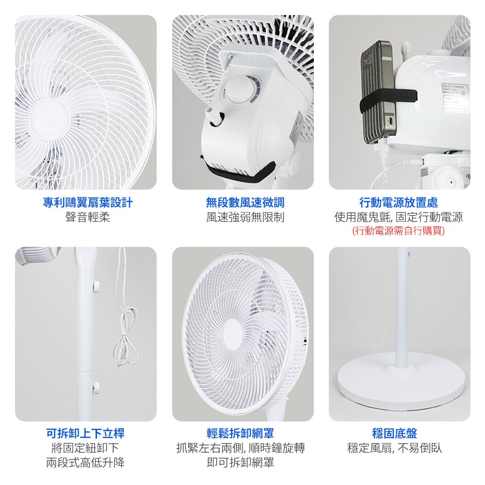 【勳風】14吋充插二用旋風式DC扇節能電風扇立扇循環扇(BHF-T0024)不怕停電/可用行動電源