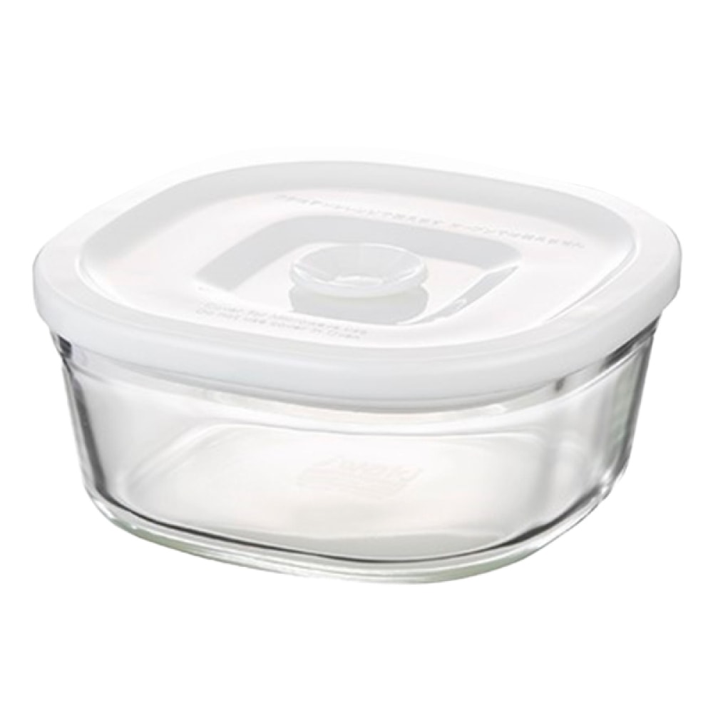 【iwaki】日本耐熱玻璃微波密封保鮮盒 方形白蓋 260ml(原廠總代理)