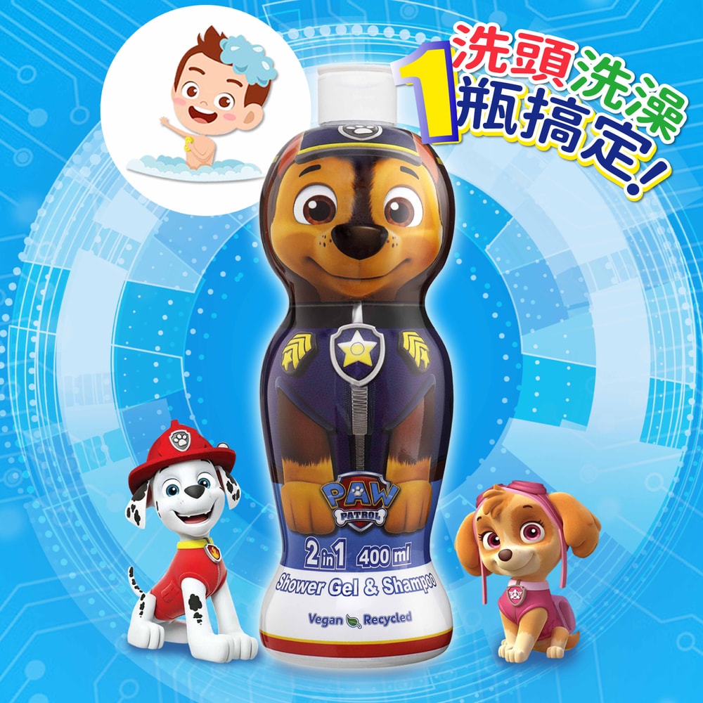【paw patrol 汪汪隊立大功】警察阿奇2合1沐浴洗髮精 400ml(萌Q收藏版)