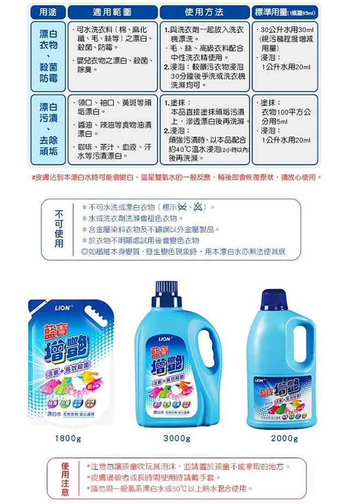 【藍寶】增豔漂白水 3000mlx4瓶