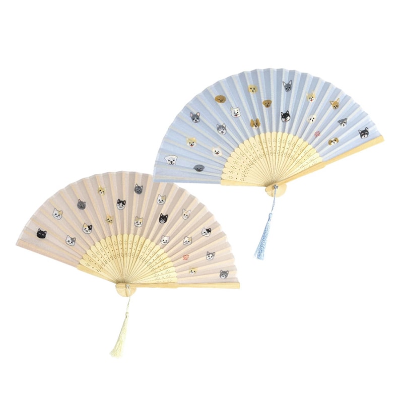 【田中箸店】日本 貓咪 / 狗狗 可愛圖案 手扇 扇子 日本手扇 日本扇子