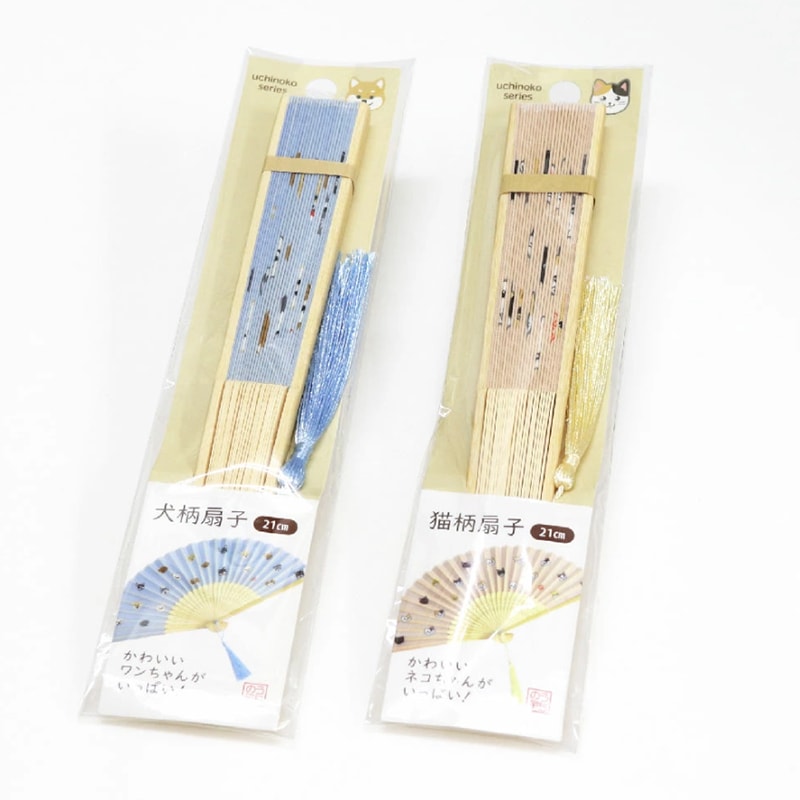 【田中箸店】日本 貓咪 / 狗狗 可愛圖案 手扇 扇子 日本手扇 日本扇子