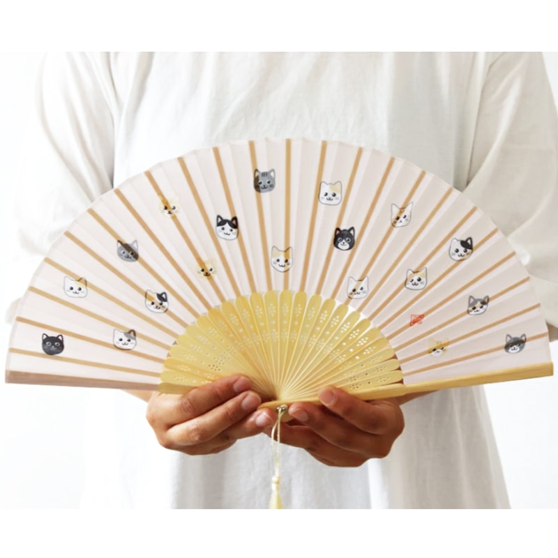 【田中箸店】日本 貓咪 / 狗狗 可愛圖案 手扇 扇子 日本手扇 日本扇子