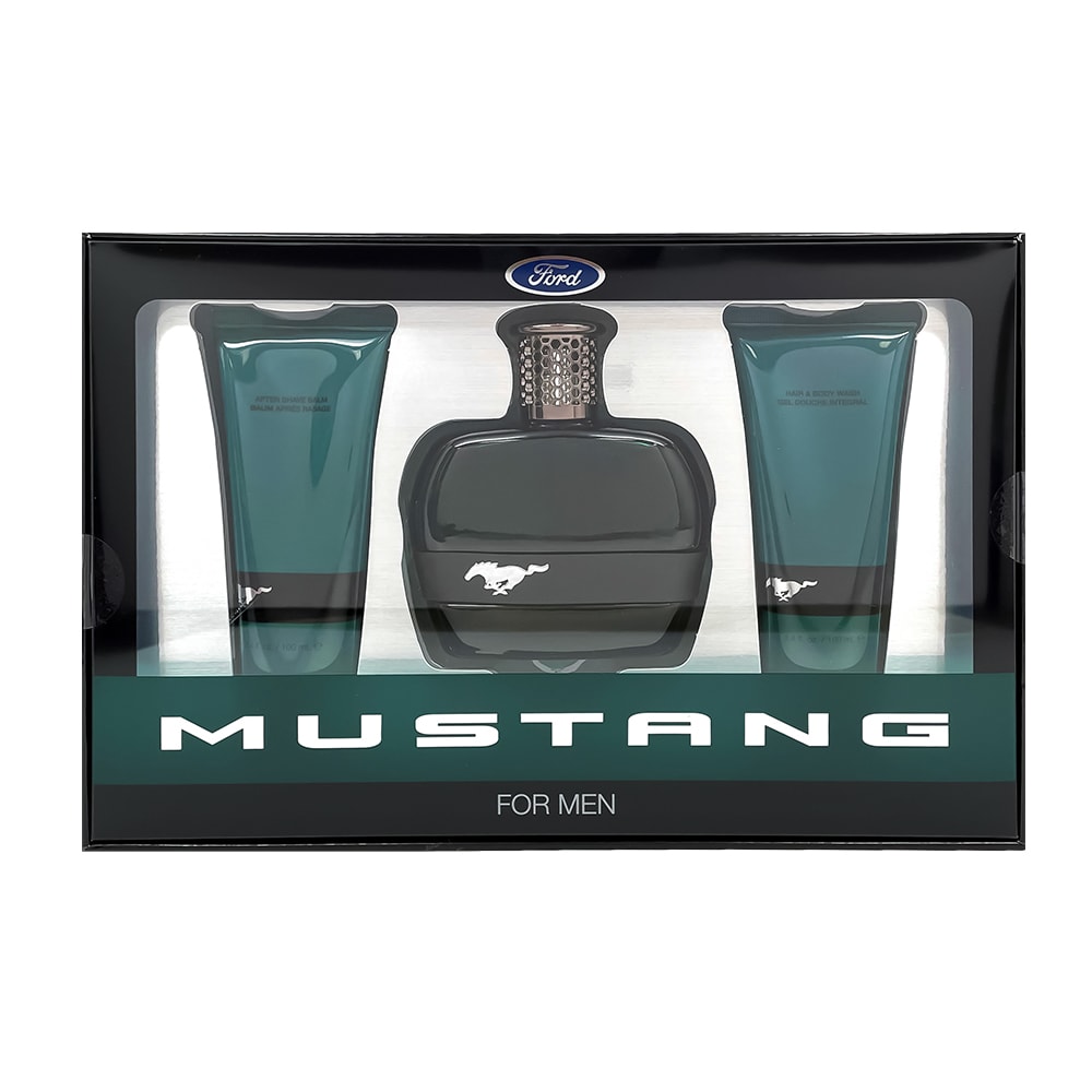 【FORD MUSTANG 福特野馬】美式傳奇綠鑽男性淡香水禮盒【淡香水100ml+沐浴膠100ml+鬍後膠100ml