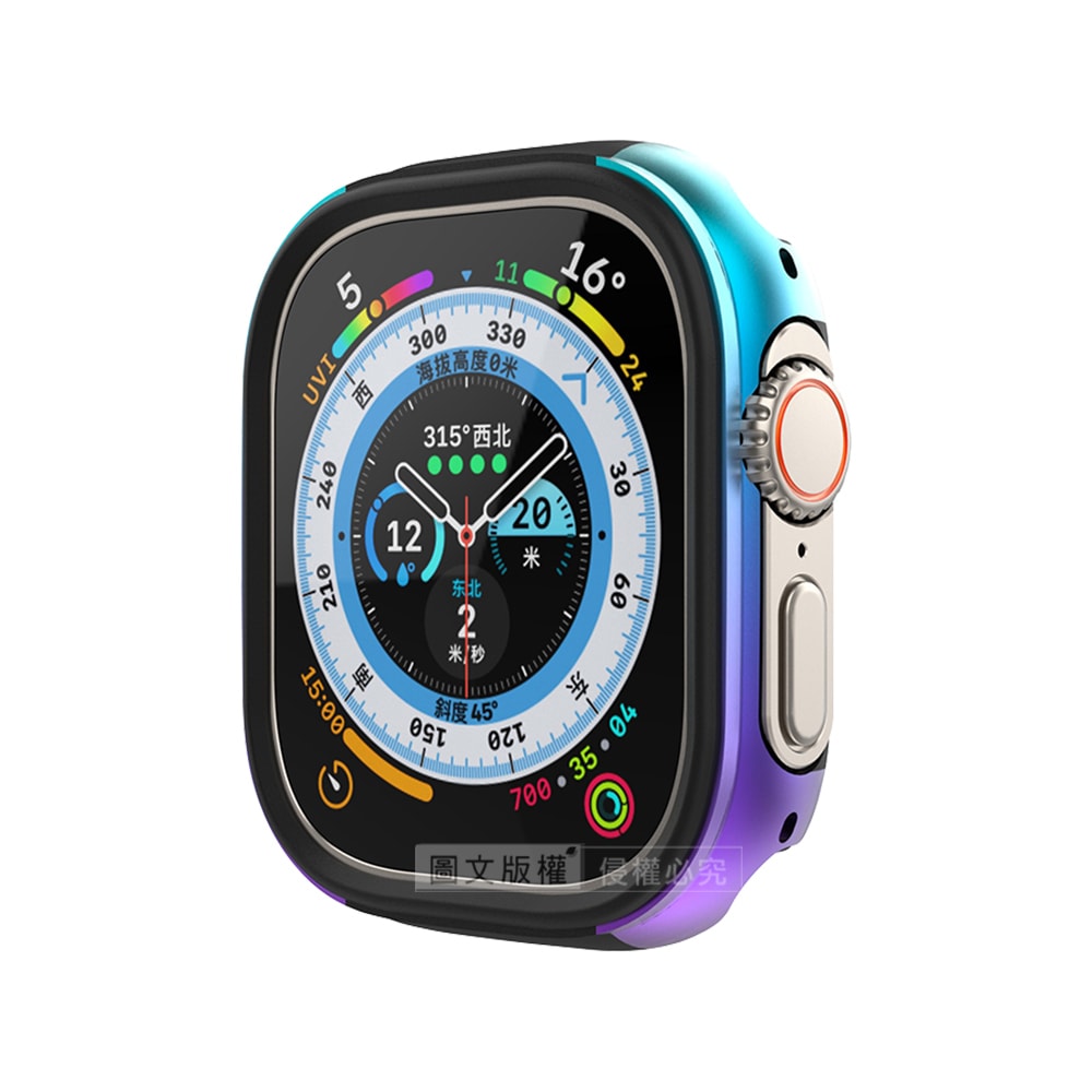 【J.S.優品】軍盾防撞 抗衝擊 Apple Watch Ultra 2/Ultra (49mm) 鋁合金雙料邊框保護殼