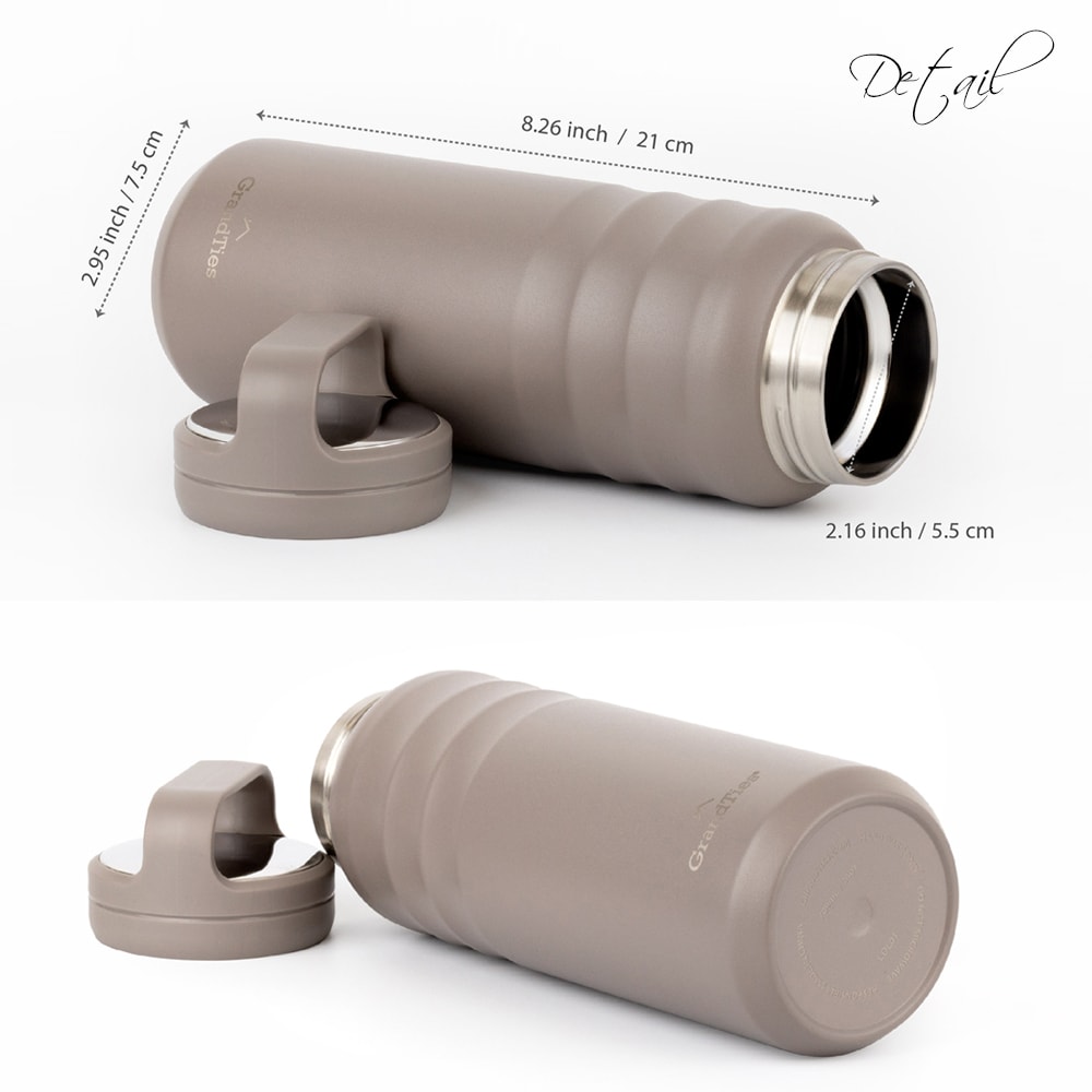 【GrandTies】雙蓋寬口709ML真空不鏽鋼保溫瓶/保溫杯