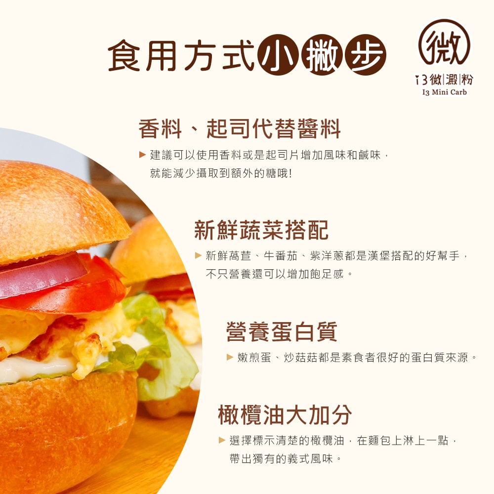 【i3微澱粉】低糖好纖手工麵包-原味大漢堡15顆(271控糖配方 優蛋白 早餐)(7個工作天出貨)
