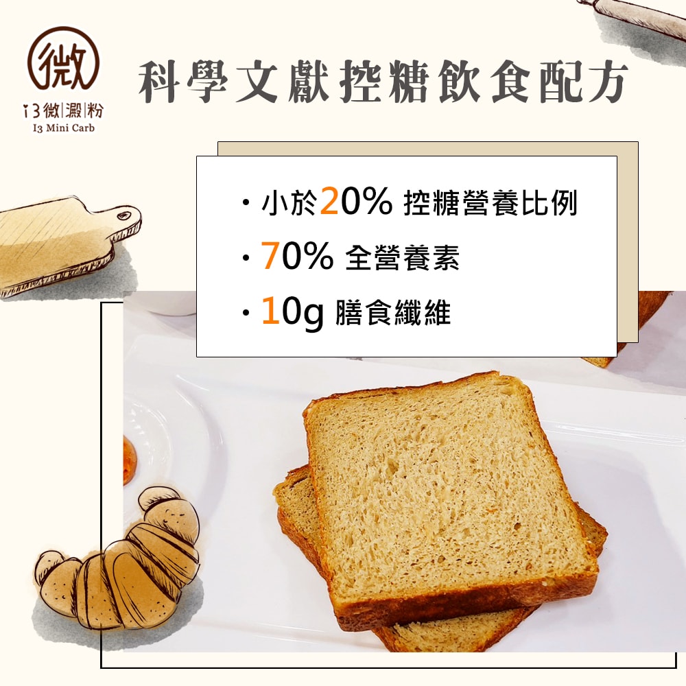 【i3微澱粉】低糖好纖手工機能大吐司835gx1條(271控糖配方 吐司 營養師)(7個工作天出貨)