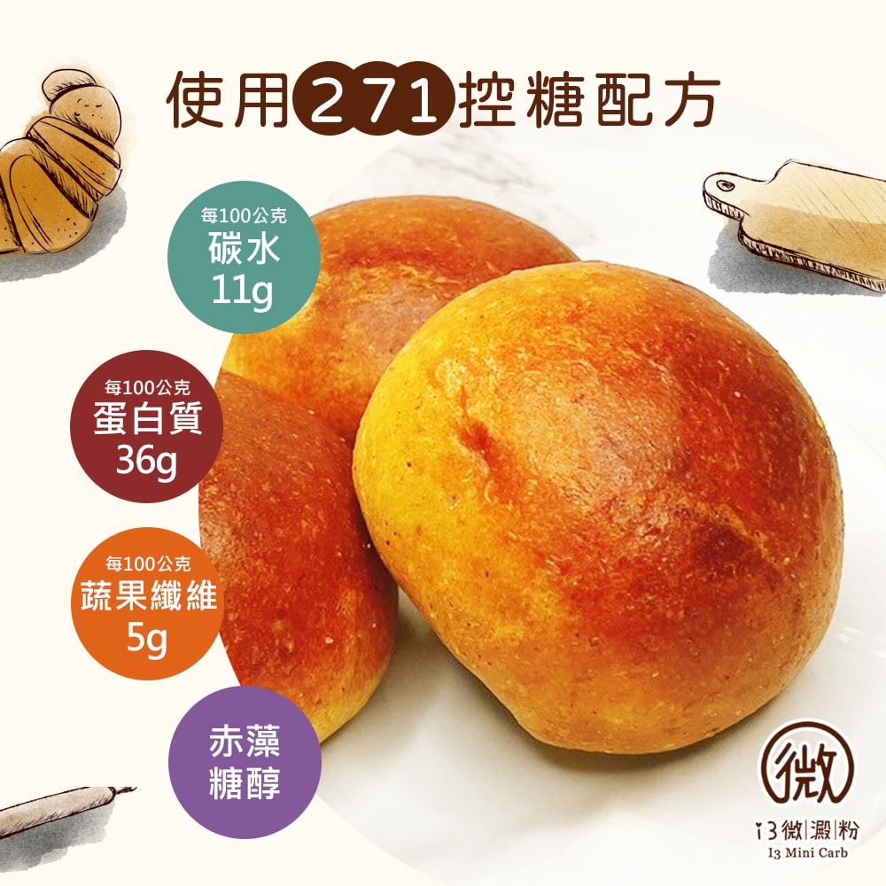 【i3微澱粉】低糖好纖手工麵包-原味大漢堡15顆(271控糖配方 優蛋白 早餐)(7個工作天出貨)