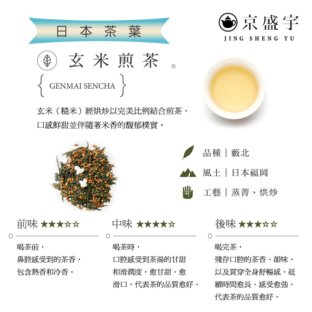 【Jing Sheng Yu 京盛宇】日本玄米煎茶-50g茶葉｜鐵罐裝(日本茶葉)