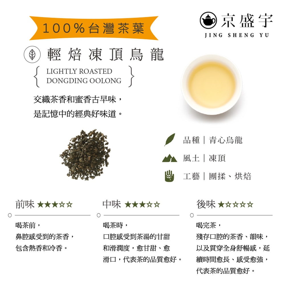 【Jing Sheng Yu 京盛宇】輕焙凍頂烏龍-100g茶葉｜鐵罐裝(100%台灣茶葉)