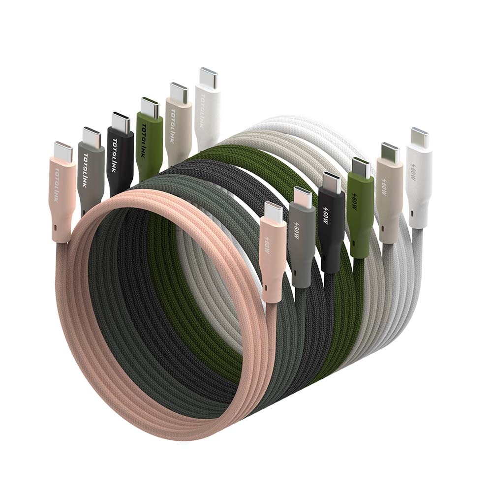 【TOTOLINK】60W Type-C to C PD3.0快充傳輸線 充電線 共六色 1M(臺灣製造/安卓 iPhone 15後適用 / 柔軟編織/USB-C)