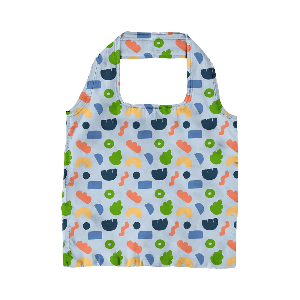 【HUGGER】摺疊購物袋 幾何色塊 (環保購物袋輕巧大容量寬肩帶可折疊收納)
