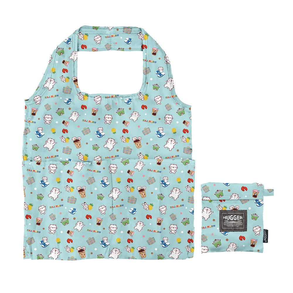 【HUGGER】摺疊購物袋 麻吉貓 (環保購物袋輕巧大容量寬肩帶可折疊收納)