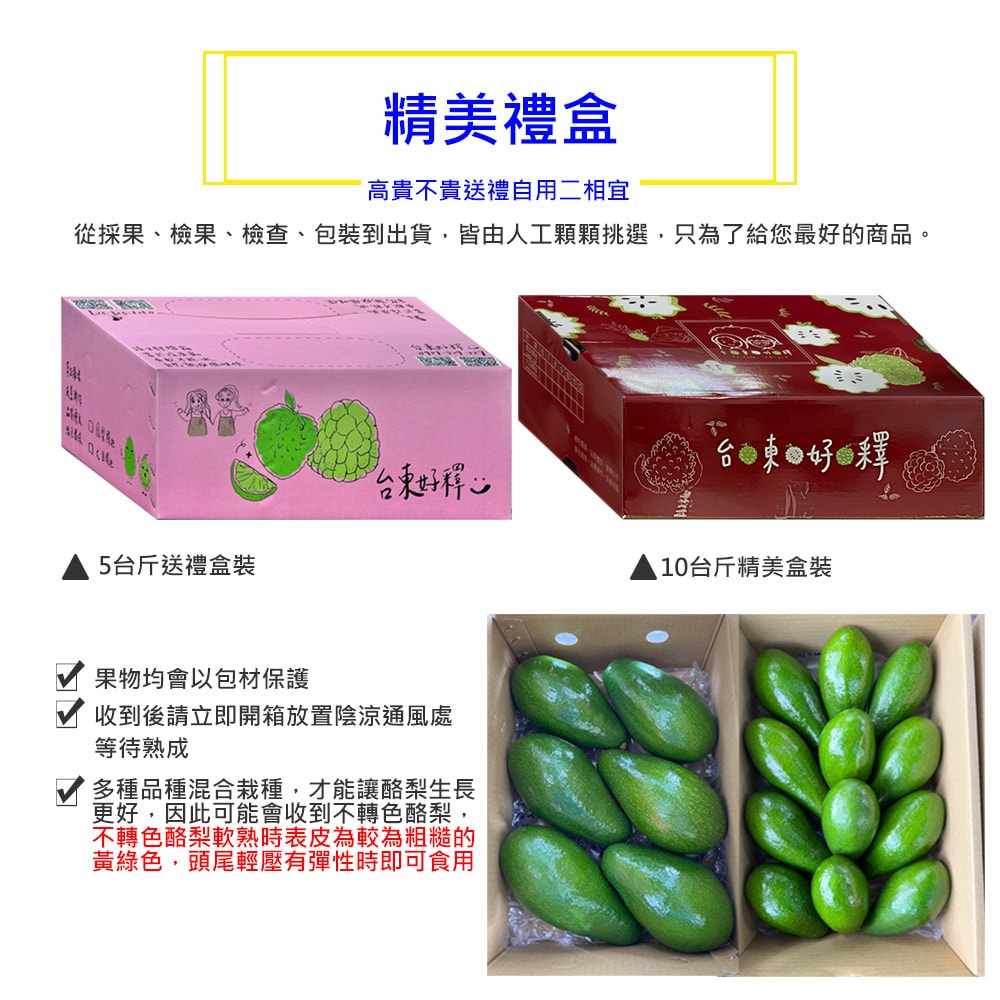 【台東好釋】預購 台東太麻里新鮮酪梨5台斤x1箱(5~9顆/箱_產地直送_友善耕種_禮盒裝)下單後8個工作天出貨