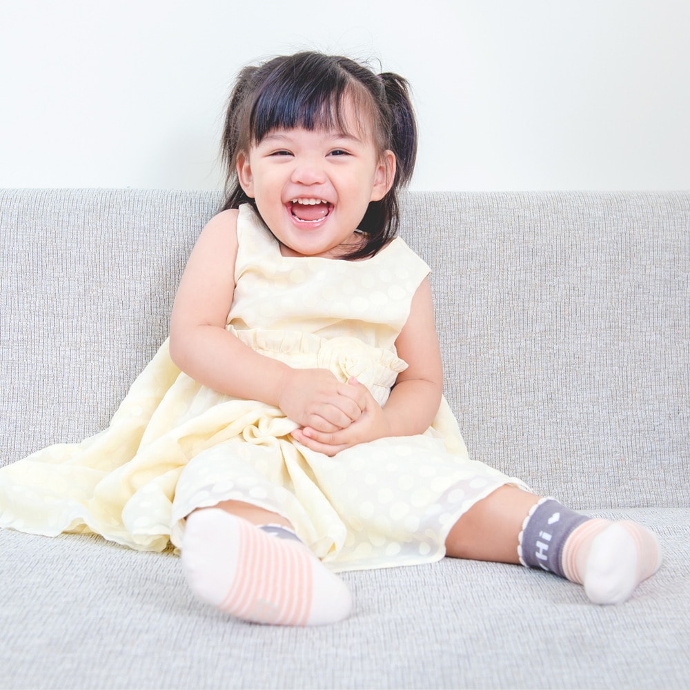 【SNUG】棉質兒童除臭襪子 2雙組 - 橫紋粉橘-(健康機能止滑棉襪台灣製)