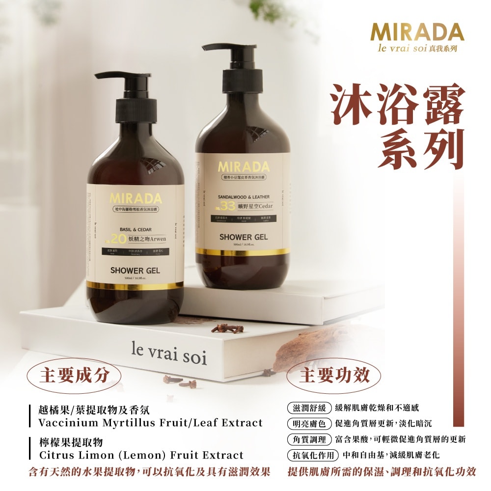 【MIRADA】MIRADA 曠野星空 Cedar No.33 檀香小荳蔻皮革香氛保濕沐浴露 500ml