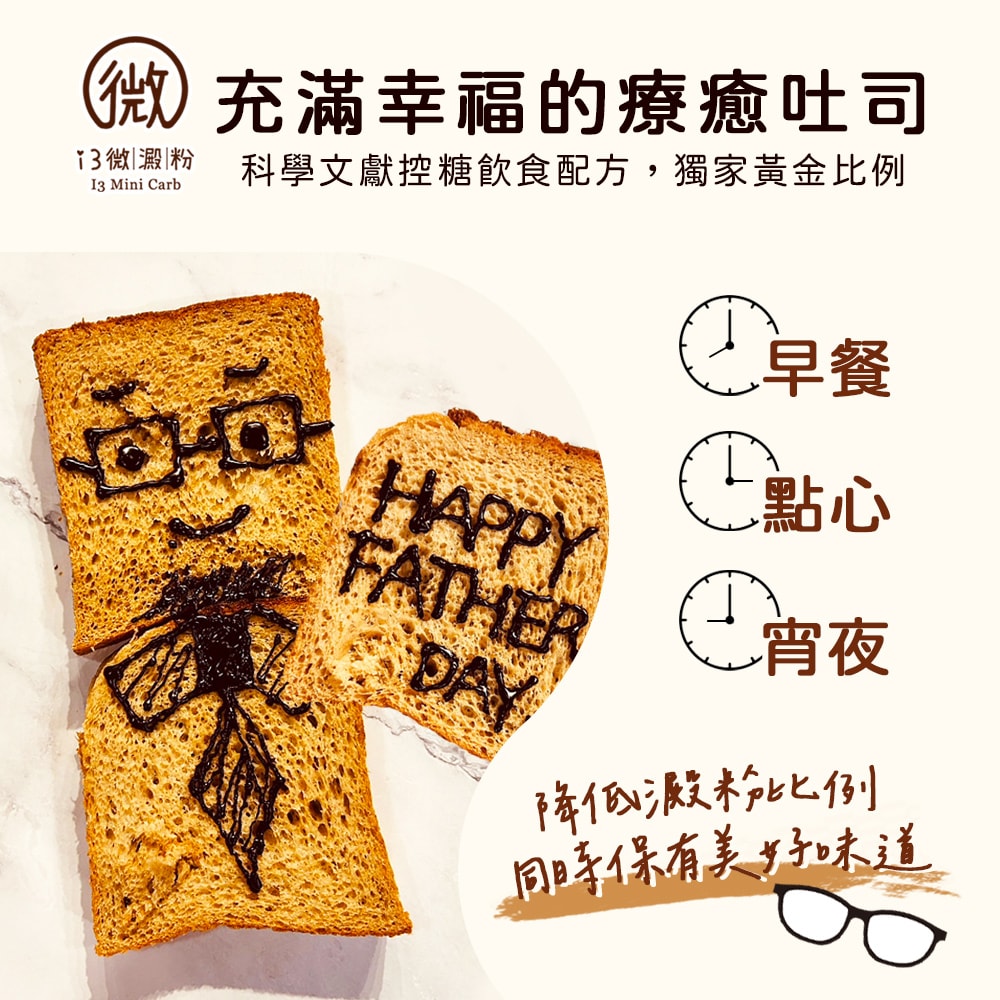 【i3微澱粉】低糖高纖爸氣吐司厚片8片x3組(D+7出貨)