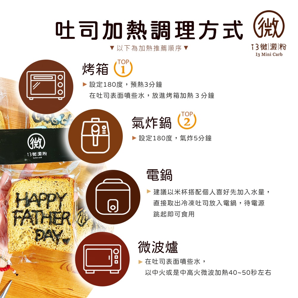 【i3微澱粉】低糖高纖爸氣吐司厚片8片x3組(D+7出貨)