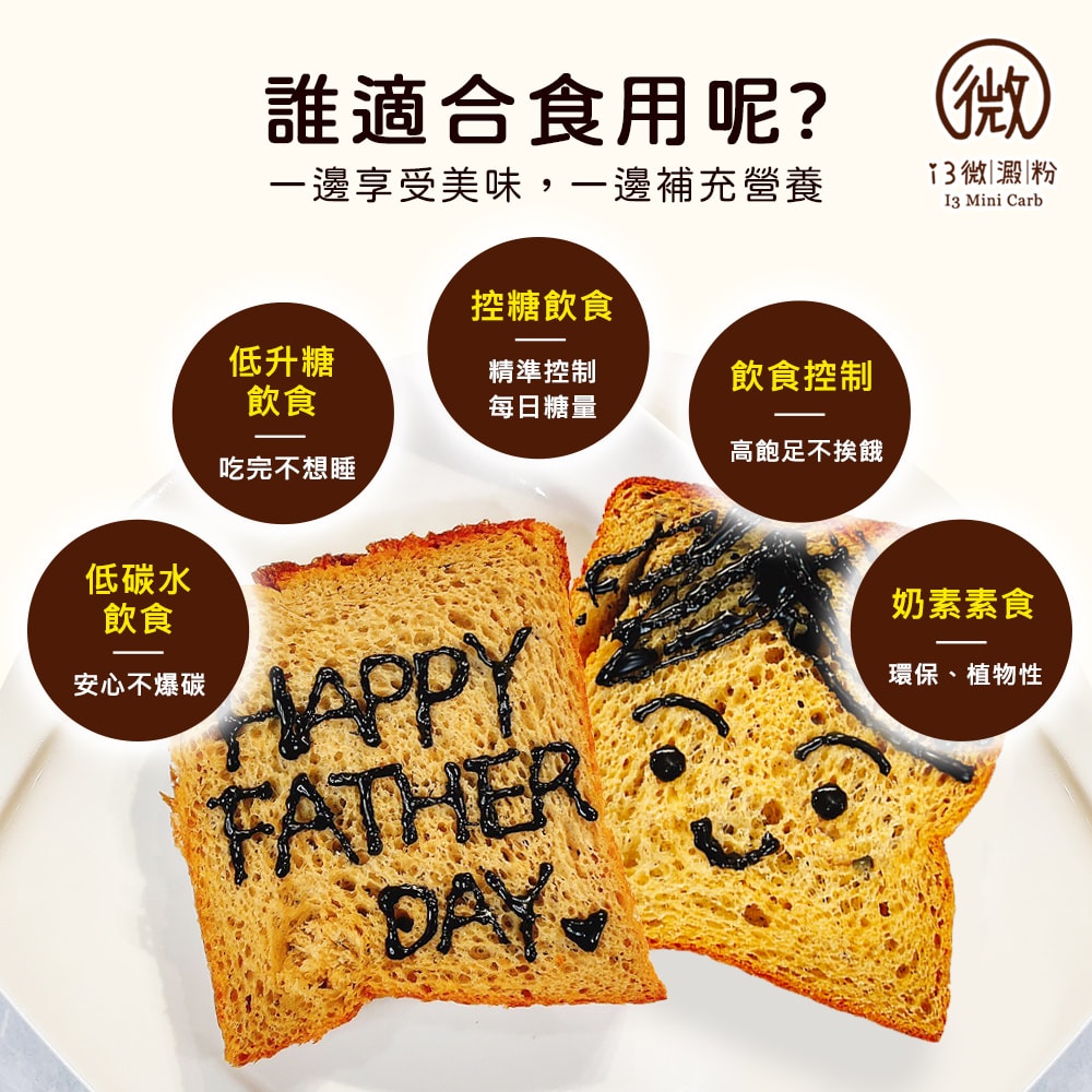 【i3微澱粉】低糖高纖爸氣吐司厚片8片x3組(D+7出貨)