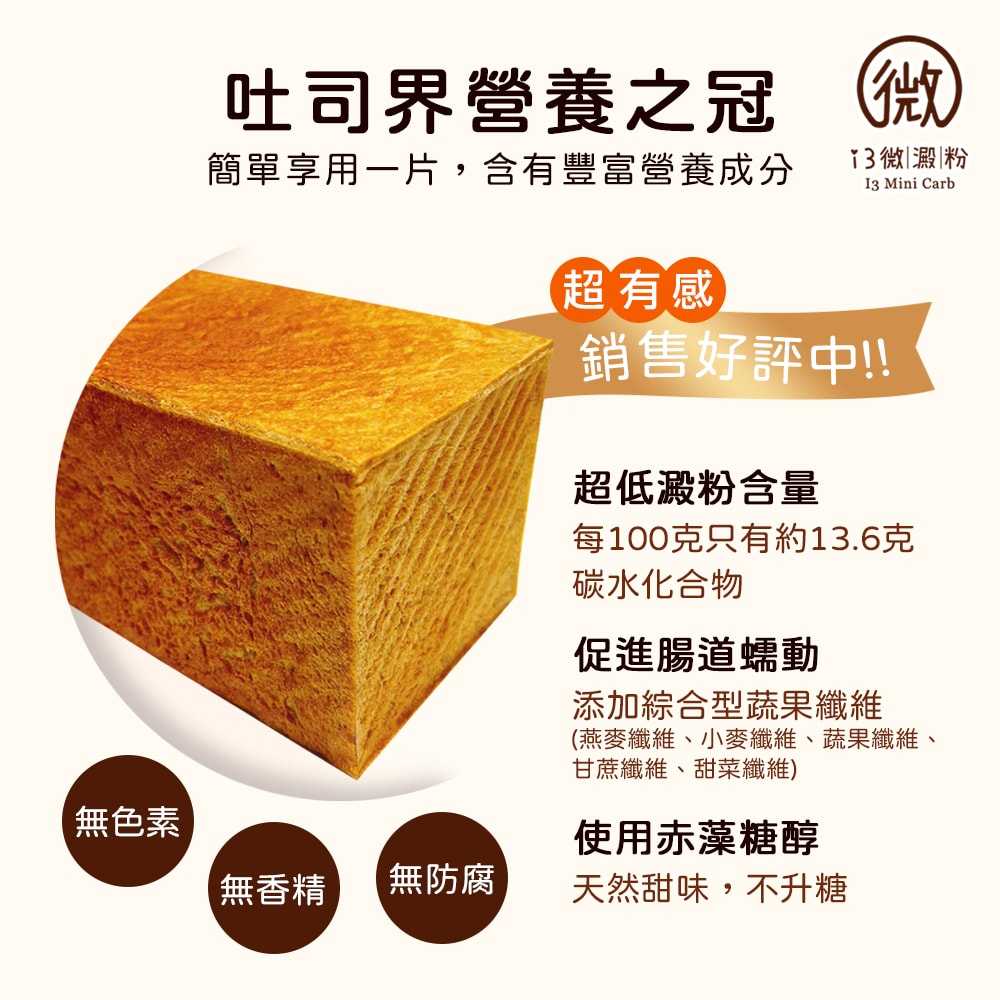 【i3微澱粉】低糖高纖爸氣吐司厚片8片x3組(D+7出貨)