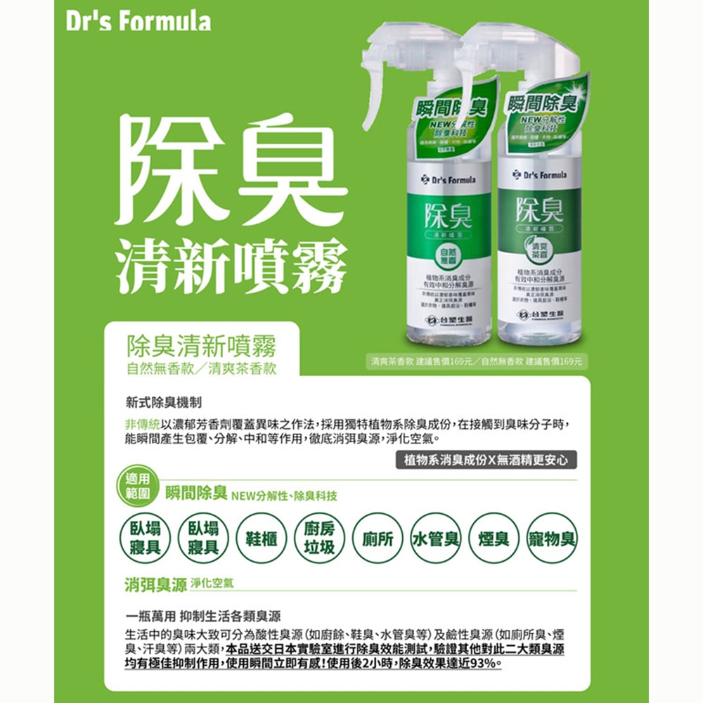 【Dr’s Formula 台塑生醫】除臭清新噴霧255g*任選3入