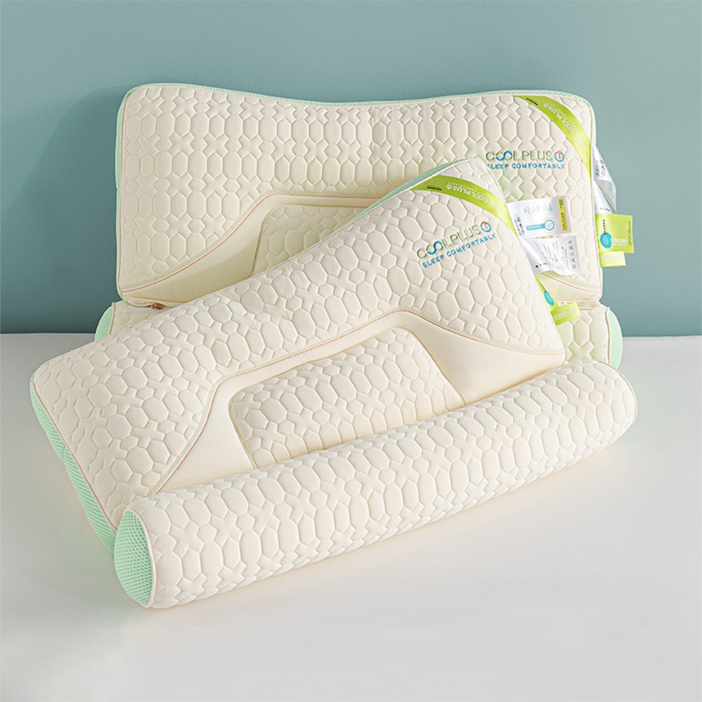 【京都手祚】cool plus二合一涼感乳膠機能護頸冰塊枕2入(長抱枕/冰冰枕/乳膠枕/釋壓枕/枕頭)