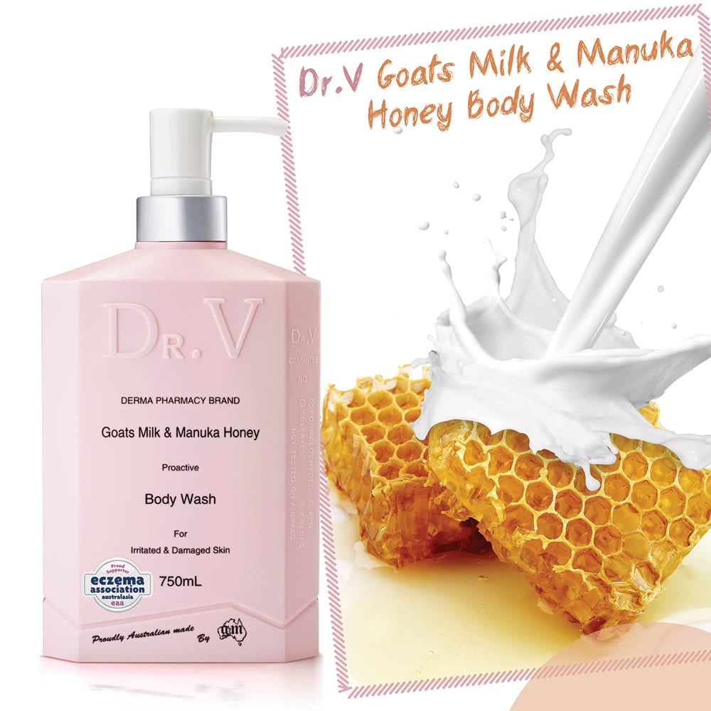 【澳洲 Dr. V】專業級配方-山羊奶曼努考蜂蜜沐浴乳(2入組 750ml/瓶)