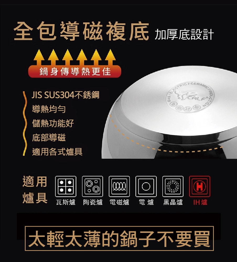【BUFFALO 牛頭牌】新牛雪平鍋18cm(IH電磁爐適用/304不銹鋼/聰穎導角設計)