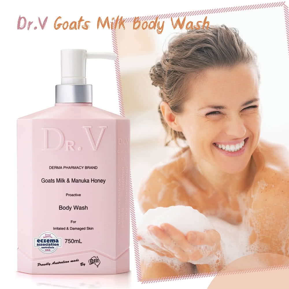 【澳洲 Dr. V】專業級配方-山羊奶曼努考蜂蜜沐浴乳(4入組 750ml/瓶)
