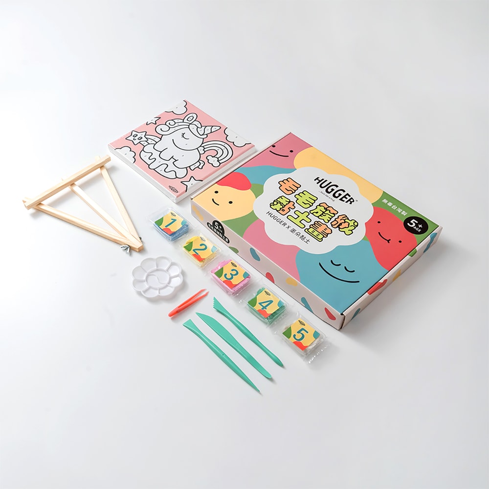 【HUGGER】簇絨黏土數字畫-獨角獸 (黏土畫/數字畫/黏土DIY/獨角獸/小馬/勞作材料)