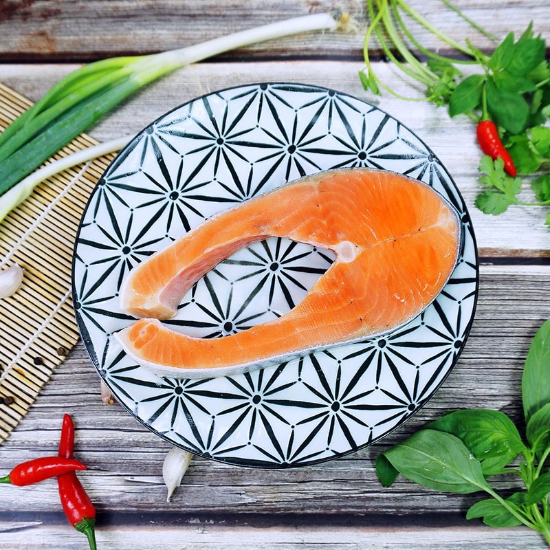 【五朝港水產】野生超厚切頂級鮭魚(單片400克±10%)超厚切-5片包裝 送 (單片320克±10%) x 頂級鮭魚-5片包裝