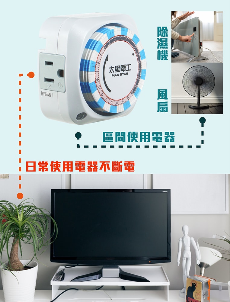 【太星電工】省電家族雙插座機械式定時器/+3P OTM306B(2入)