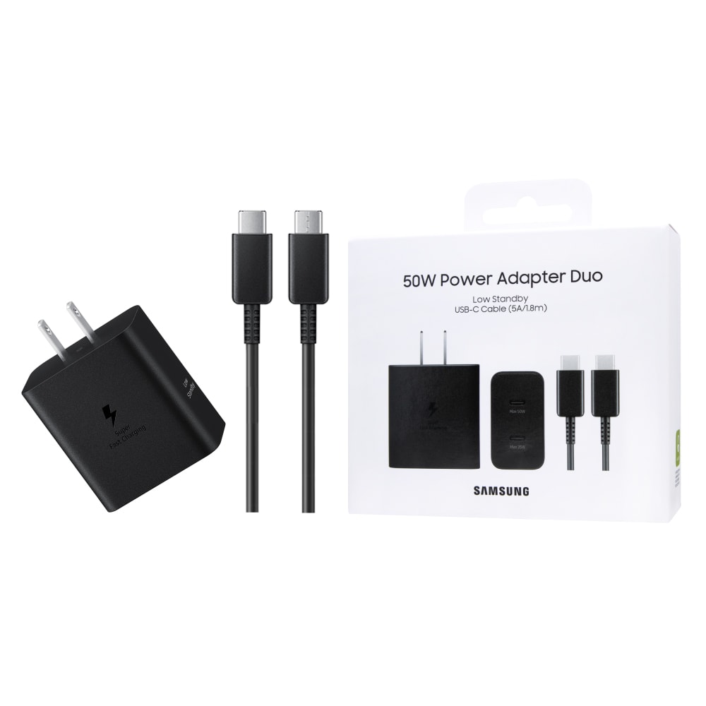 【Samsung 三星】原廠新款 50W 雙孔超快充+1.8m 5A雙Type C線組【盒裝】T5020 / 支援Z旗艦系列