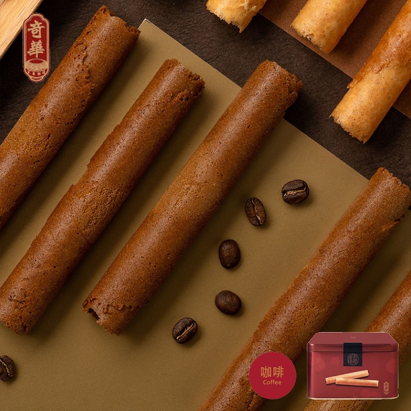 【奇華餅家】家鄉雞蛋捲禮盒任選(340g/盒 附提袋)(原味/咖啡/芝麻)(年節/禮盒/送禮)