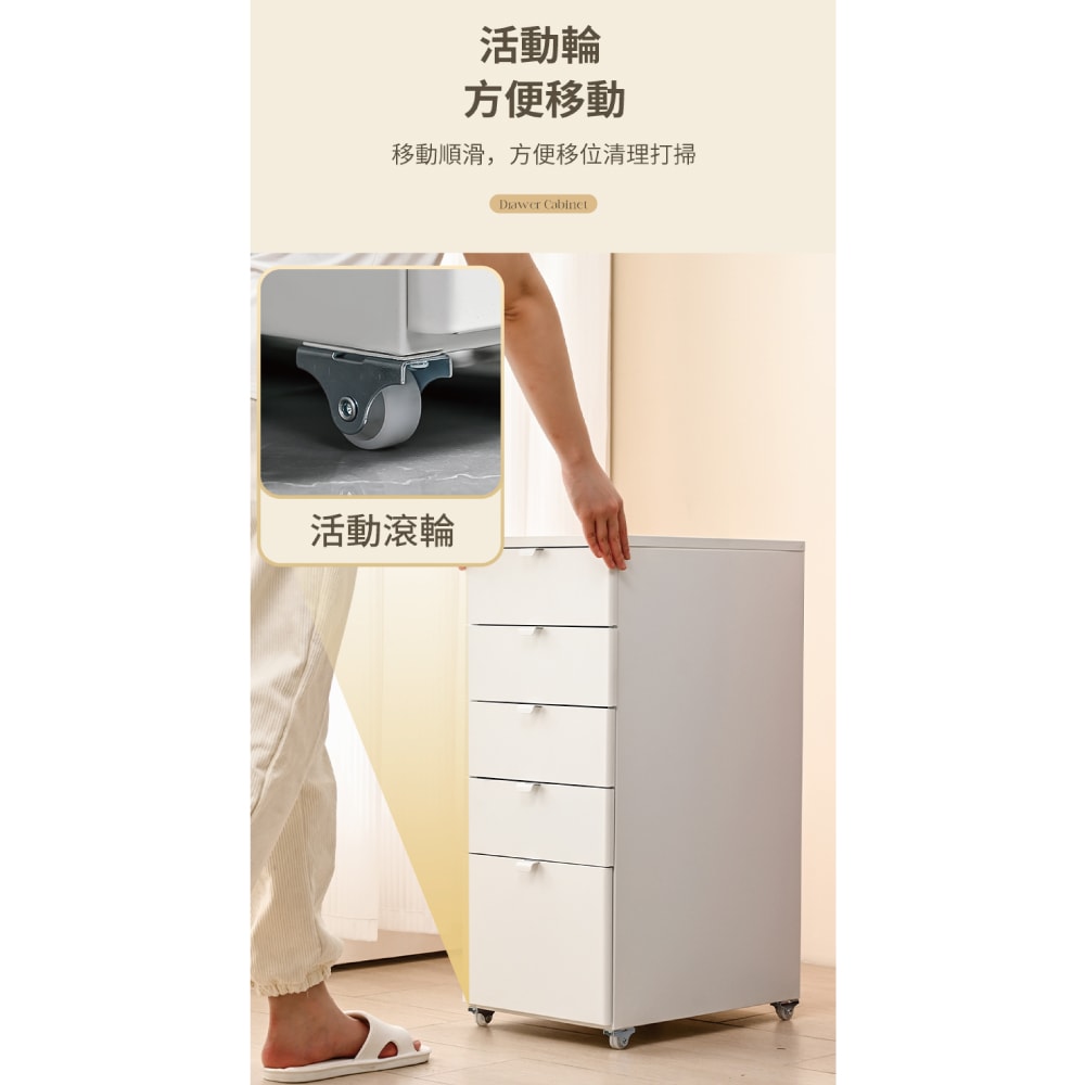 【慢慢家居】創新圓弧設計-鐵藝帶輪五抽屜活動櫃 (文件櫃 抽屜櫃 鐵櫃 公文櫃 辦公櫃)