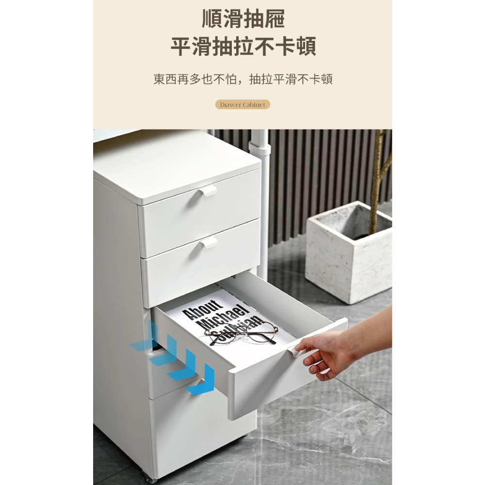 【慢慢家居】創新圓弧設計-鐵藝帶輪五抽屜活動櫃 (文件櫃 抽屜櫃 鐵櫃 公文櫃 辦公櫃)