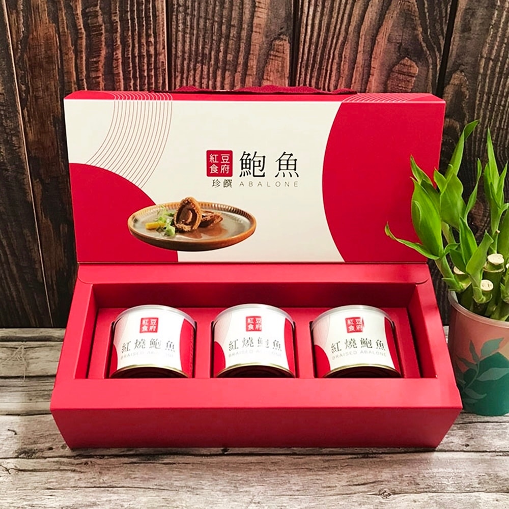 【紅豆食府】紅燒鮑魚禮盒x1盒(180g/罐x3罐)