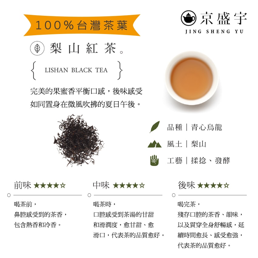 【Jing Sheng Yu 京盛宇】梨山紅茶-50g茶葉|鐵罐裝(100%台灣茶葉)