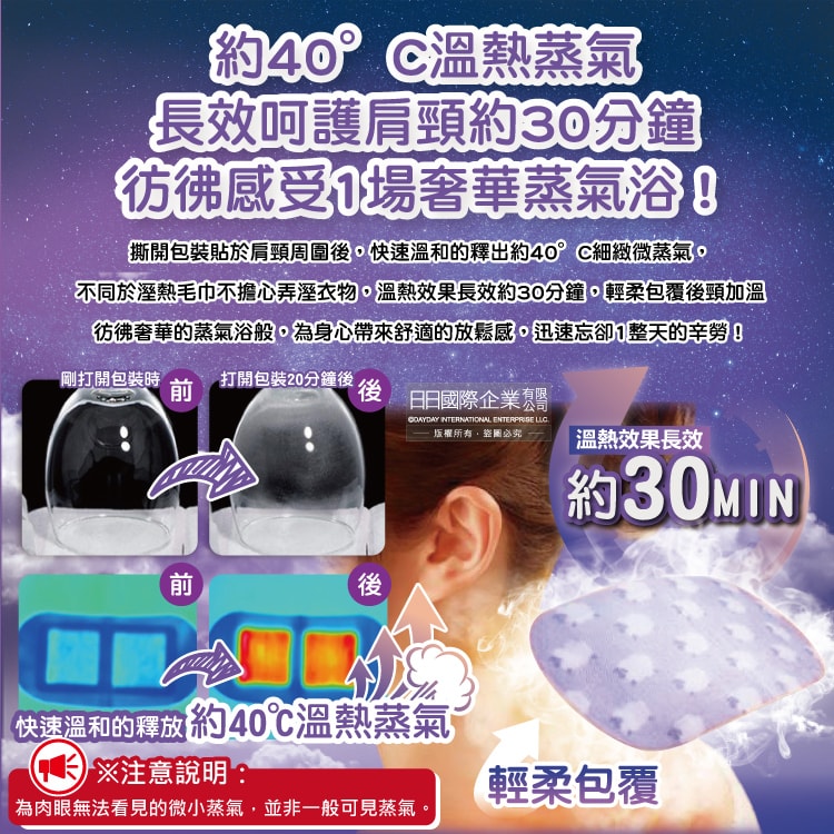 【日本花王KAO】約40°C蒸氣睡前溫感肩頸熱敷貼片12片/盒