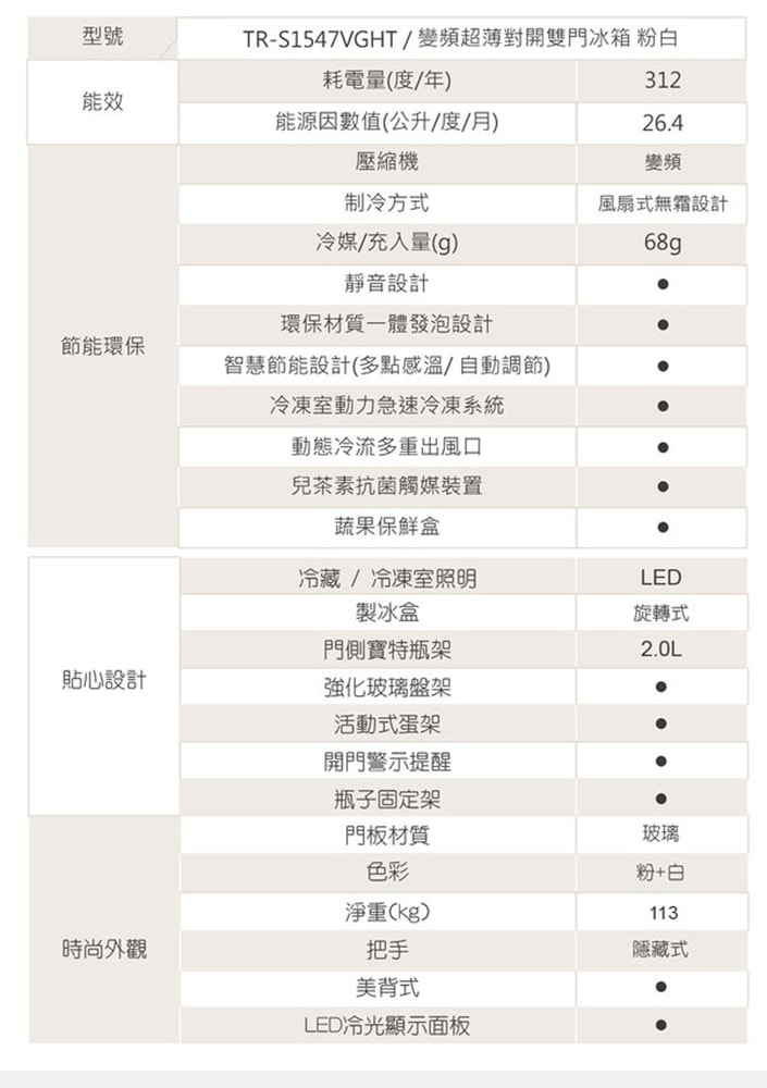 【TATUNG 大同】547公升一級能效變頻超薄對開雙門冰箱 (TR-S1547VGHT)含原廠基本安裝