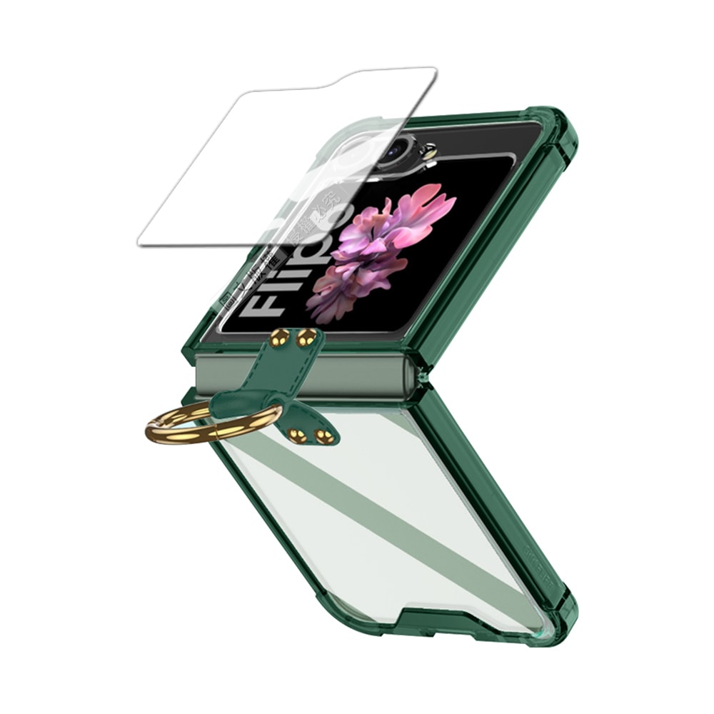 【VXTRA】三星 Galaxy Z Flip6 殼膜分離式 透明氣囊指環支架防摔殼+鋼化膜 手機殼