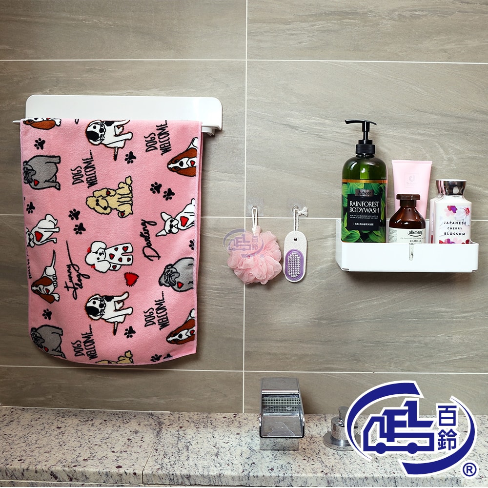 【百鈴】珍豪貼免鑽孔無痕塑鋼筒式衛生紙架附置物盒-4入(無痕貼/免釘/免鑽/置物架/衛生紙架/小毛巾架)